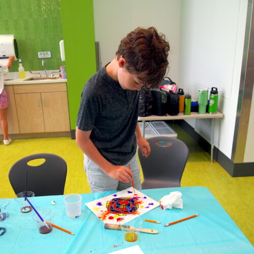 Young boy paints a picture at summer camp at the Mississippi Children's Museum - Meridian